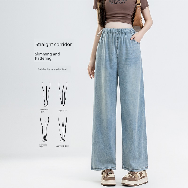 Maternity Pants Summer Wear, Lightweight and Loose Wide-Leg Tencel Jeans, Summer Casual Pants Without Belly Support for Petite Sizes — 1