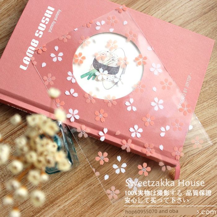 100 Pieces Price Warm Color Cherry Blossom Pattern Transparent Gift Packaging Bag Jewelry Bag Candy Bag 5 Specifications Selection