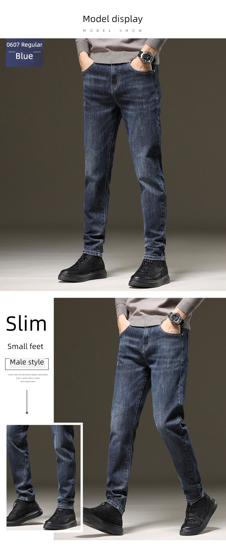 Romon Straight cylinder Self-cultivation autumn Korean version trend Jeans