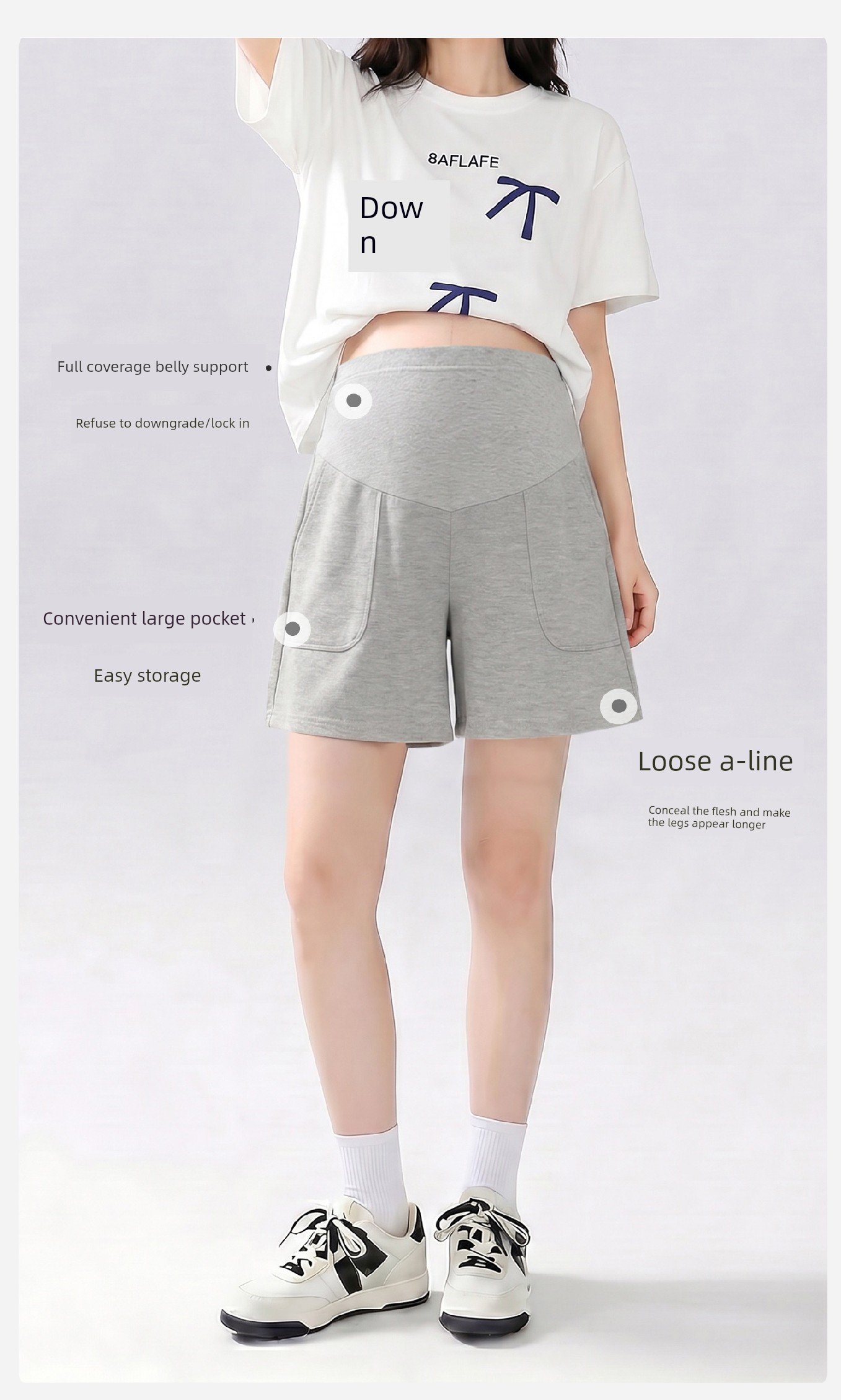 Jq Jingqi Maternity Shorts for Summer 2026 New Thin Style Five-Point Pants, Non-Tightening on the Belly during Pregnancy, Maternity Wear — 2