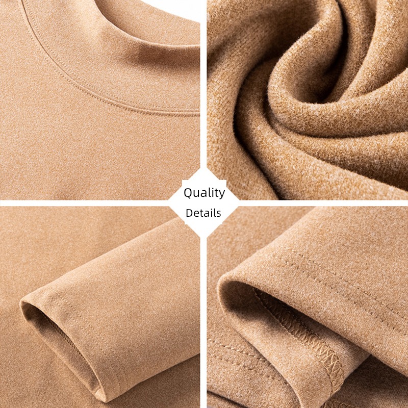 1 / 2 piece Half high collar Autumn and winter Plush keep warm Long sleeve T-shirt