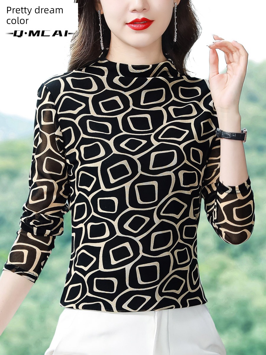 T-shirt Women Long sleeve jacket Undershirt printing Gauze