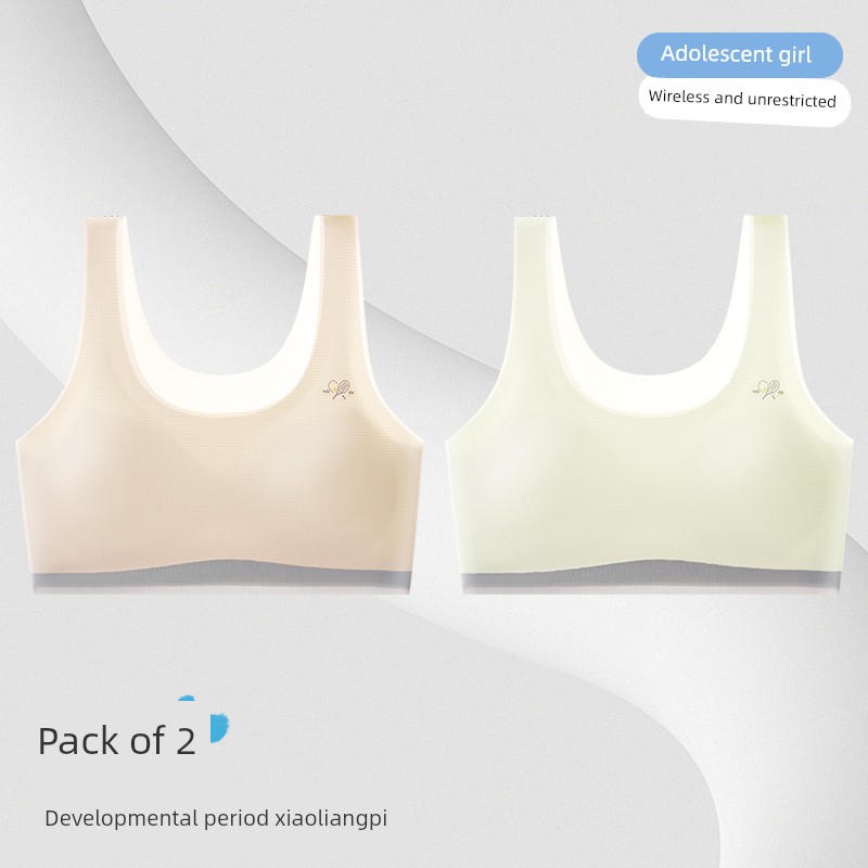 Nanjiren Fixed-Cup Girls' Underwear for Development Period, Student Bras for 8-16 Years Old Adolescent Girls, Breathable Small Vest — 4