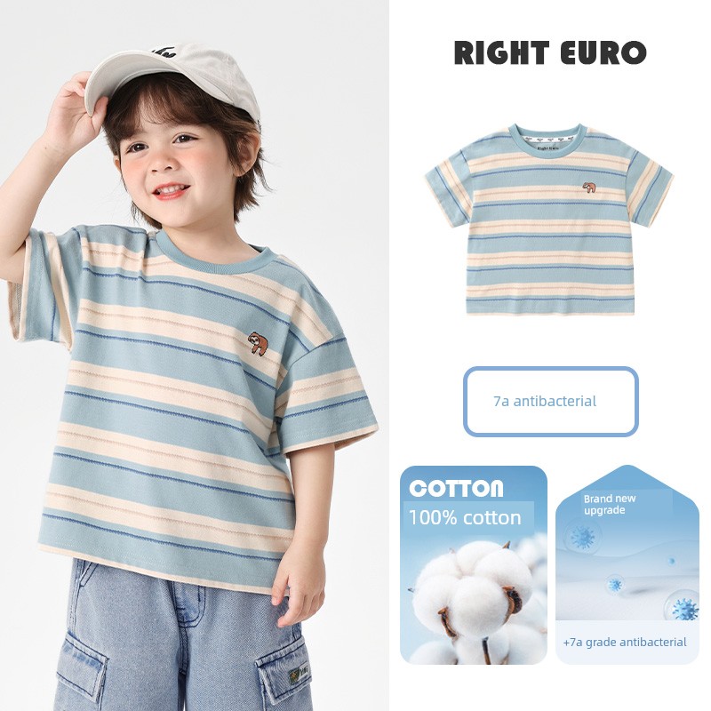 Boys' Pure Cotton Short-Sleeved T-Shirt Summer Thin Half-Sleeved 2026 New Style Children's Clothing Summer Stylish Top for Kids and Babies — 5