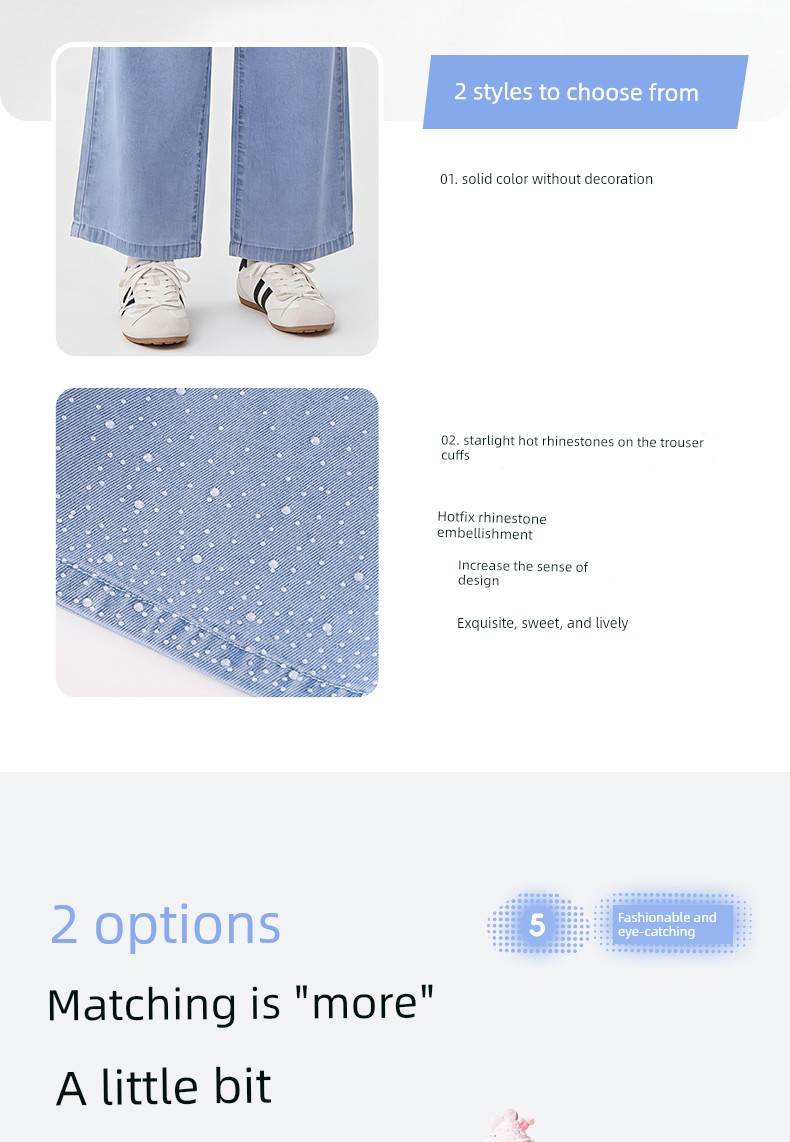 Babudou Girls' Pants Summer 2026 New Style Girls' Thin Jeans Children's Tencel Wide-Leg Pants Summer Girls — 14