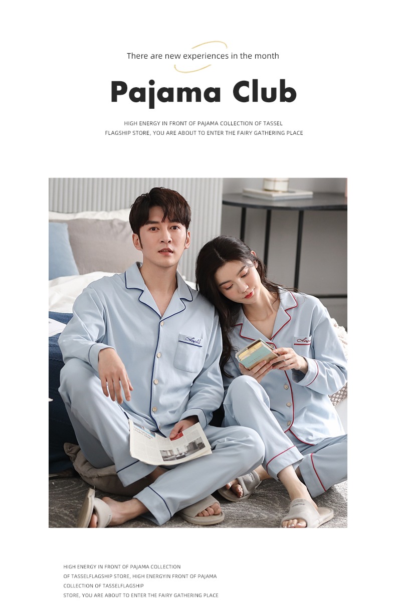 summer female Spring and Autumn Long sleeve man Cotton lovers pajamas
