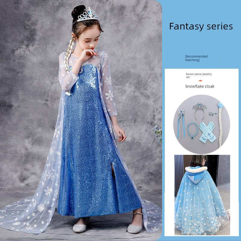Elsa's Princess Dress Girl Summer Halloween Elsa Dress Frozen Clothes Elsa Elsa Dress — 5