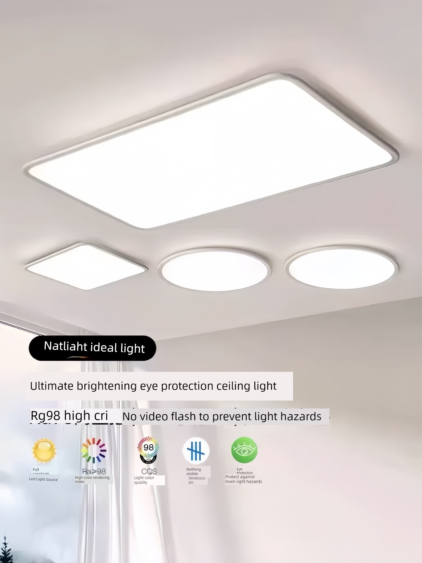 Gujiacan Full-Spectrum Eye-Protection Living Room Lamp Modern Minimalist Led Light Ultra-Thin Bedroom Room Combination Package Ceiling Light