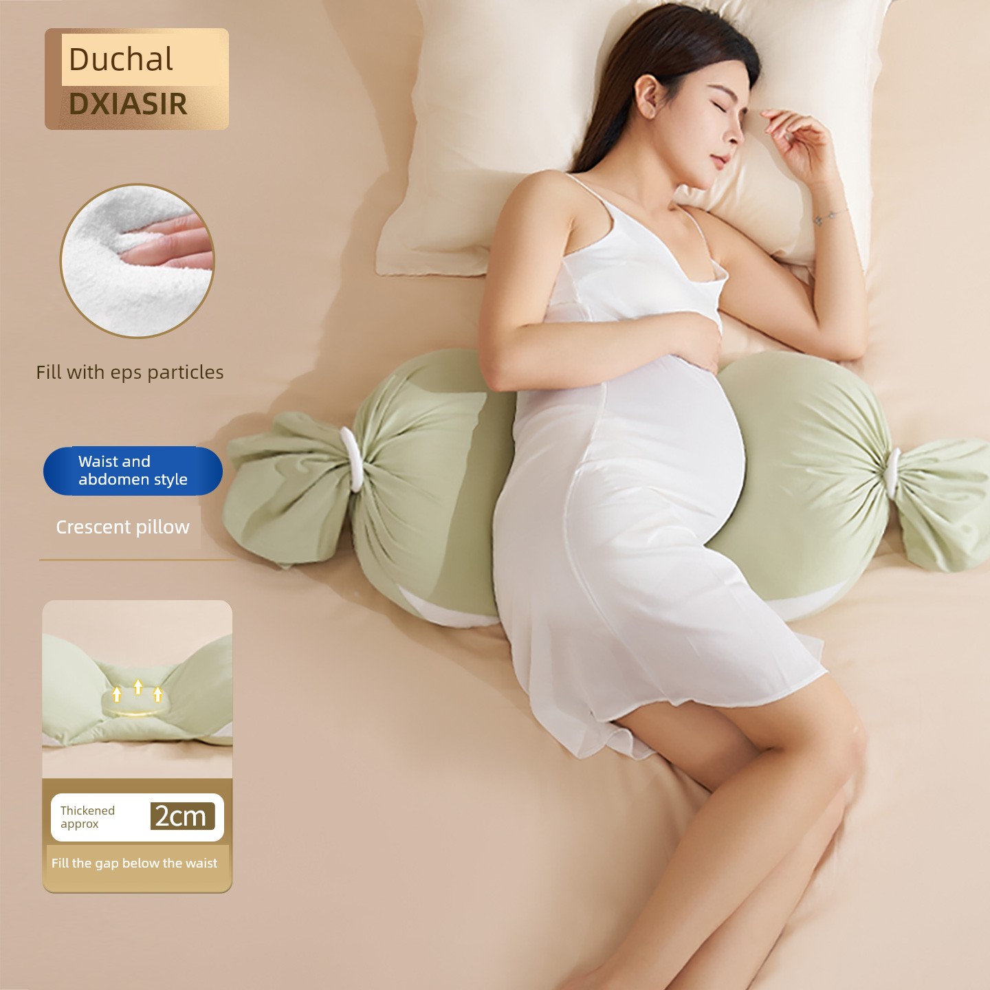 Duxiaer Maternity Pillow, Waist-Protecting Side Sleeping Pillow, Abdominal Support Pillow, Pregnancy Essential, Side Sleeping Pillow for Pregnant Women, — 1