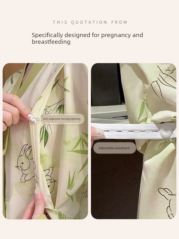 Pure Cotton Postpartum Clothing, Autumn and Winter Postpartum Nursing Pajamas for Women, Special for Breastfeeding, Spring and Autumn Maternity Home Wear, — 5