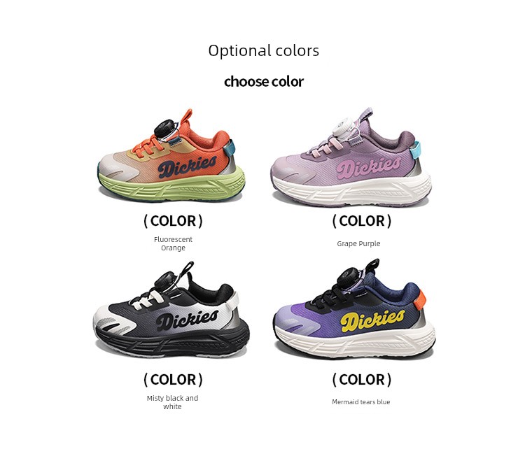 Dickies Kidsren's Sports Shoes for Boys and Girls, Lightweight, Breathable, Casual Swivel Buckle Kidsren's Shoes, Soft-Soled, Wear-Resistant Running Shoes — 7