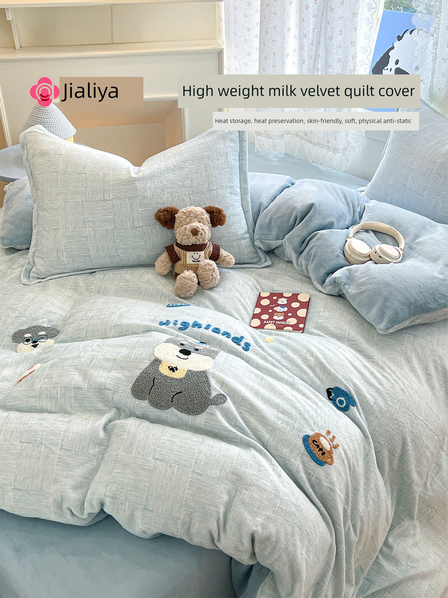 Jialiya Winter Thickened Milk Velvet Duvet Cover Single Piece Fleece Flannel Single Quilt Cover 150X200Cm Coral Fleece