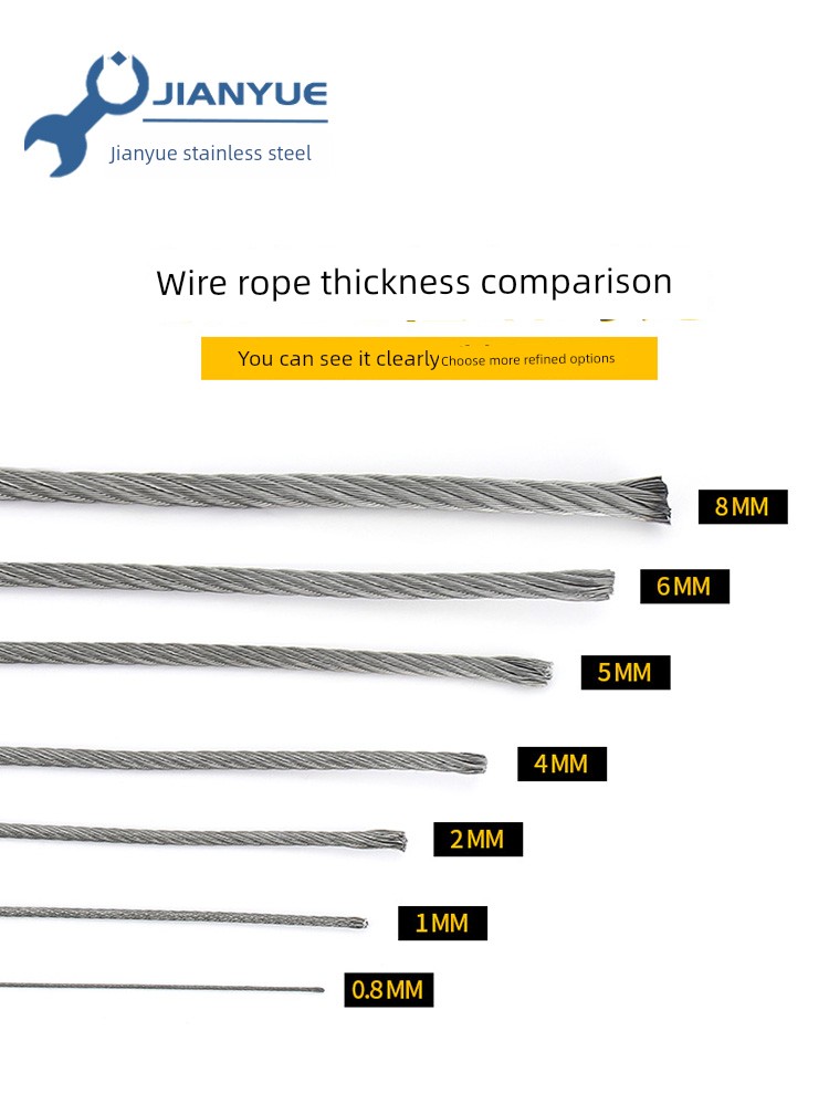 304 Stainless Steel Wire Rope, Thin and Soft Steel Wire Rope, Lifting Rope, Clothesline, 1 1.5 2 3 4 5 6 8mm