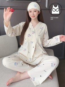 Maternity Pajamas with Headscarf, Pure Cotton, Sweat-Absorbent, Class A, for Pregnant Women, Thin Style for Spring and S