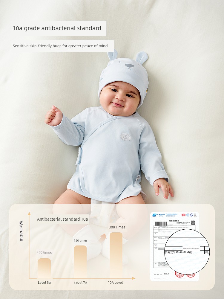 Tongtai Baby Half-Back Shirt, Spring and Autumn Pure Cotton Newborn Clothing, Monk-Style Outfit, Newborn Baby Belly-Protecting Top, Full-Month Outfit