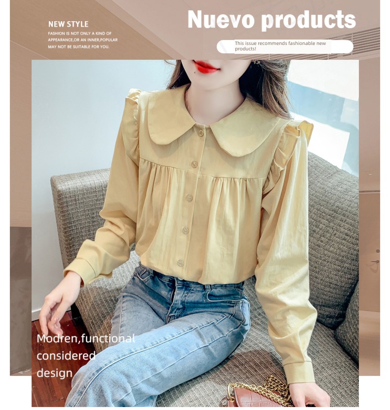 Age reduction Long sleeve unique jacket Foreign style Chiffon shirt