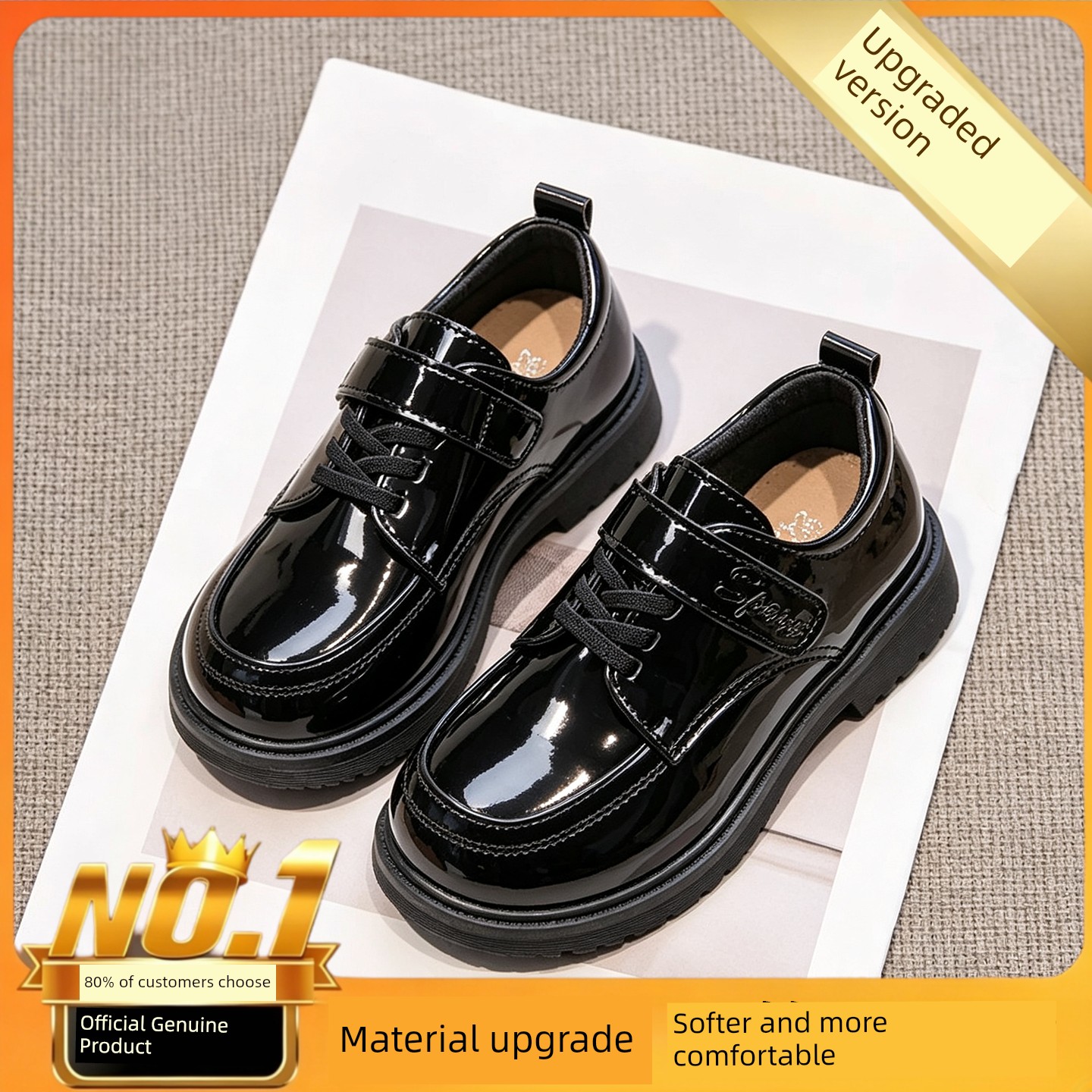 Boys' Black Leather Performance Shoes, Children's 2026 New Model, Comfortable Host-Style Shoes for Boys, Stylish and Comfortable for Long Standing — 7