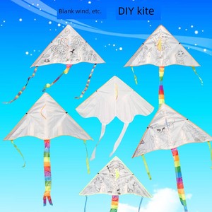 Handmade DIY Hand-Painted Blank Teaching Kite Kids Matching White Painting Cartoon Painting Kite Wiring Suit