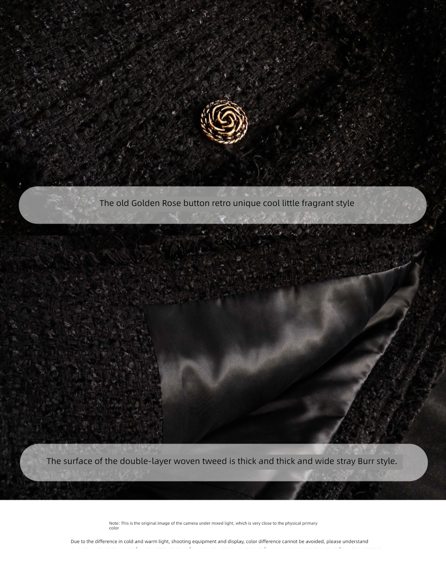 Little fragrance Tweed black Make old have cash less than that is registered in the accounts Metal buckle