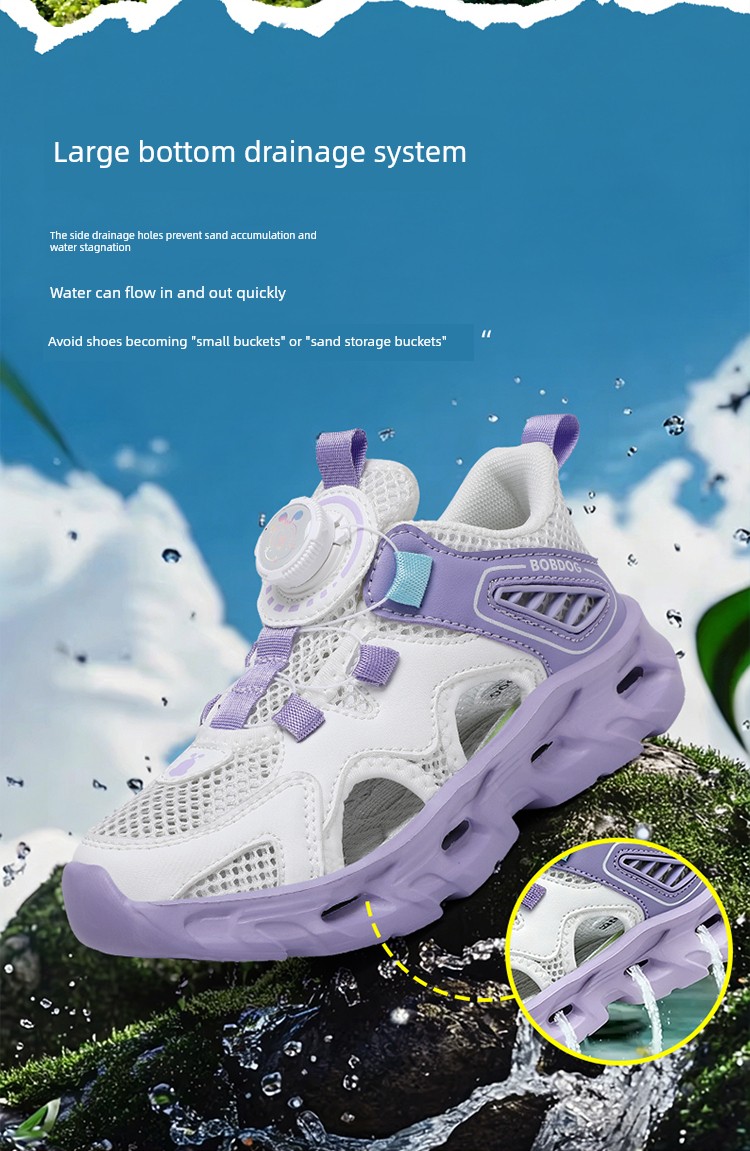Babudou Kidsren's River-Tracing Shoes, Outdoor Sports Sandals, Girls' Summer New Style Water-Wading Slip-On Beach Shoes — 6