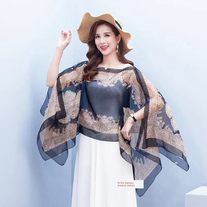 summer fashion female Sunscreen Shawl Mom's money Silk scarf