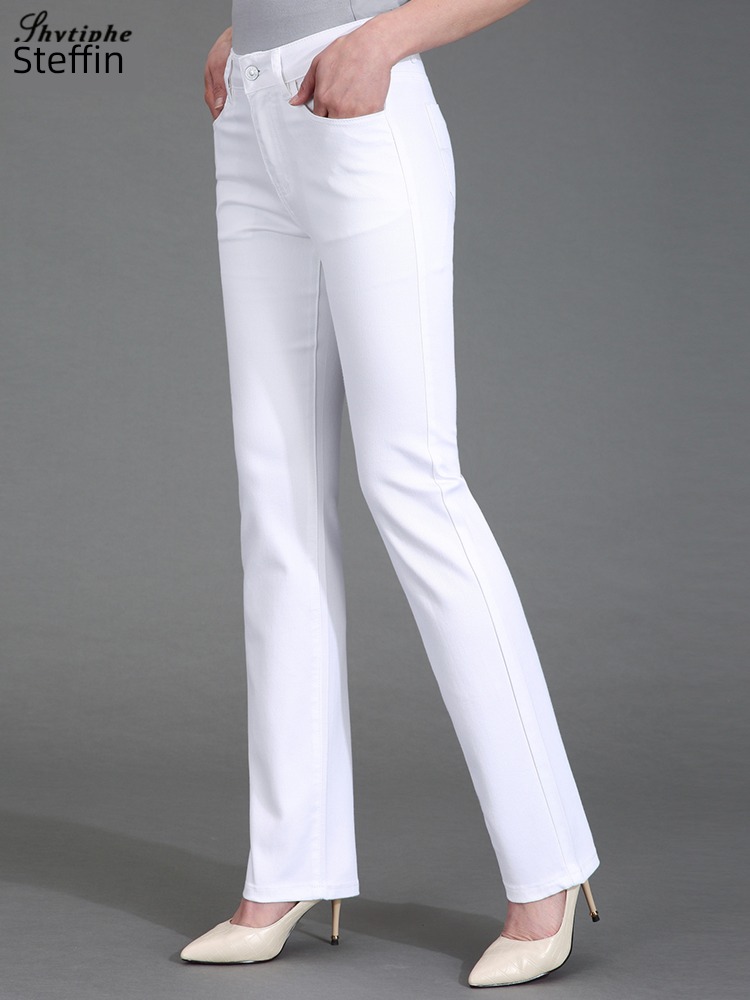 white High waist Big size mom ma'am middle age Jeans