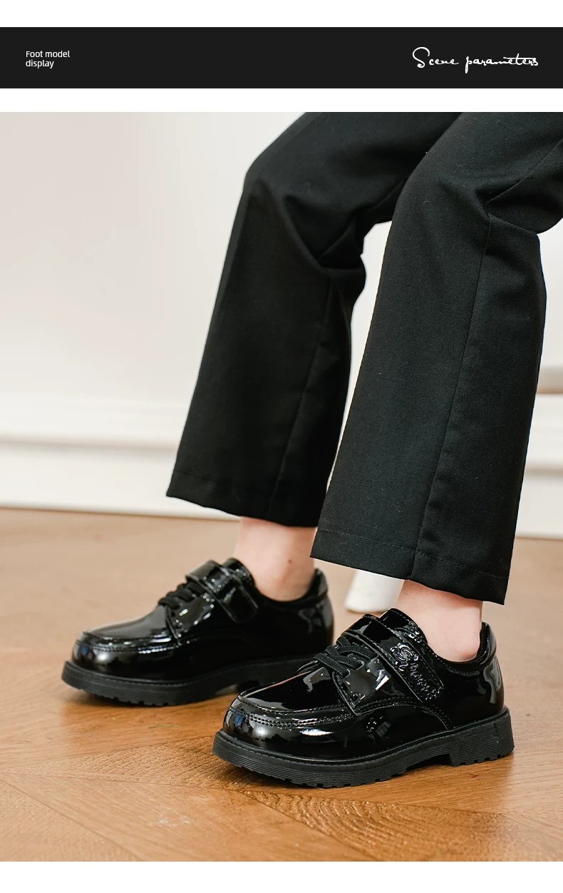 Boys' Black Leather Performance Shoes, Children's 2026 New Model, Comfortable Host-Style Shoes for Boys, Stylish and Comfortable for Long Standing — 16