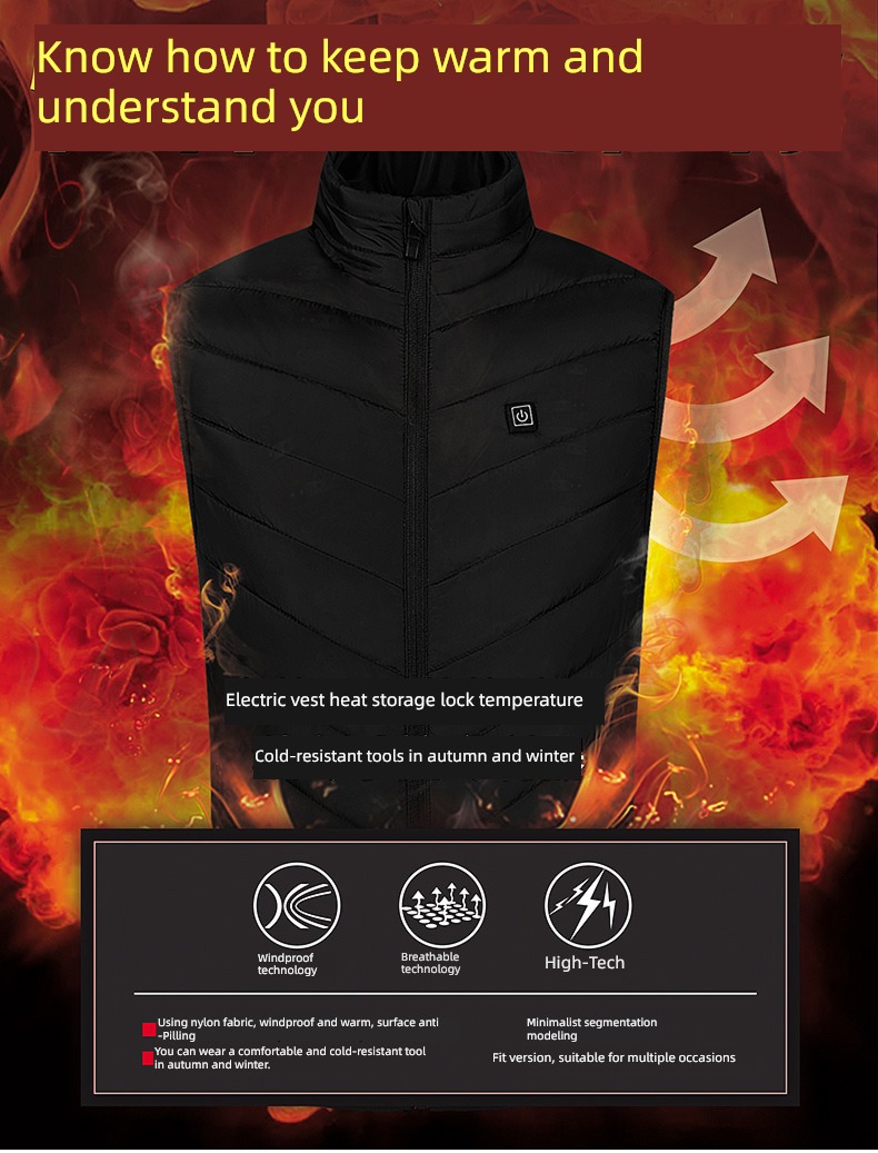 intelligence temperature control charge whole body Self heating Vest vest