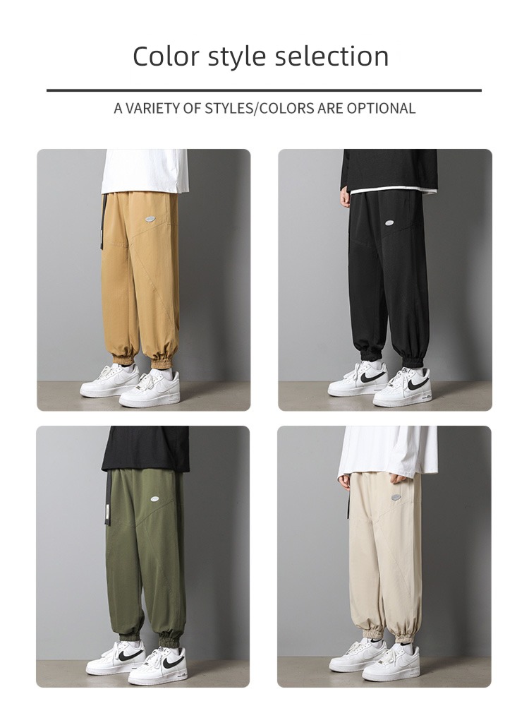 khaki Spring and Autumn leisure time Bundle leg pure cotton trousers