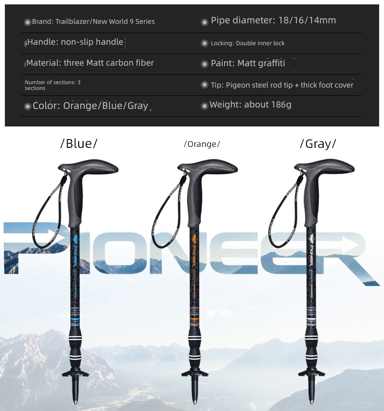 pioneer carbon Curved handle outdoors on foot Alpenstocks