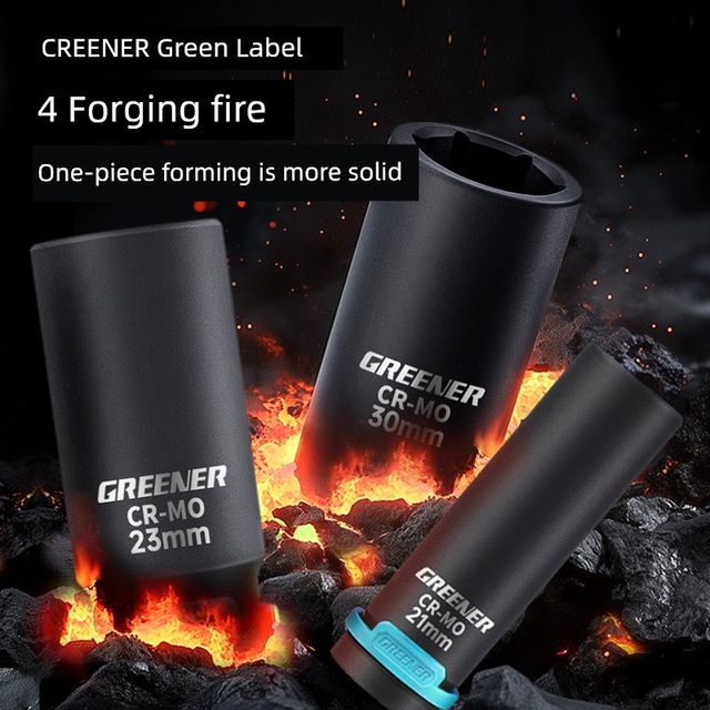Green Forest Wind Cannon Sleeve Extended Heavy Duty Pneumatic Sleeve Thickened Electric Wrench Dafei 17 21mm Sleeve Tool
