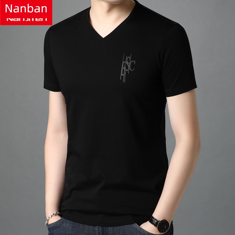 NGGGN Korean version V-neck leisure time man Short sleeve T-shirt