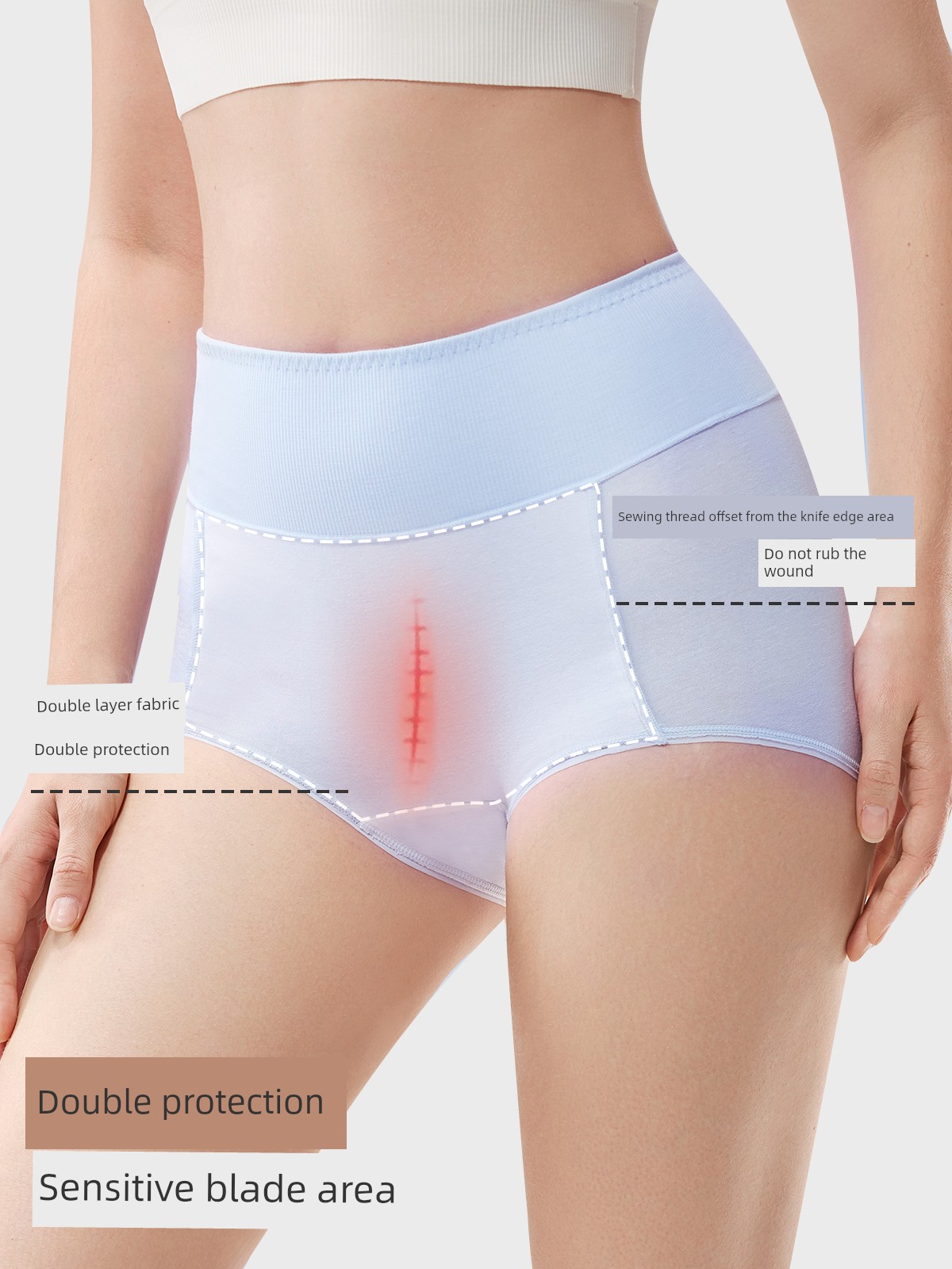 Jq Jingqi Postpartum High-Waisted Cotton Panties, Non-Abrasive, Extended Crotch, Tummy Control, Specially Designed for Cesarean Section during the — 2