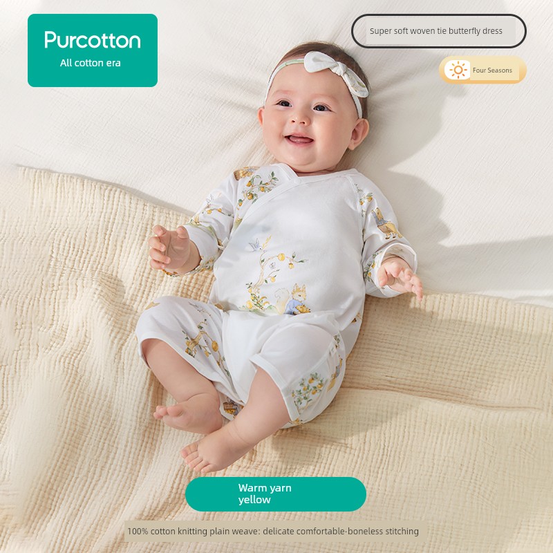 Purcotton Double-Layer Gauze Spring & Fall Winter Rompers — 4