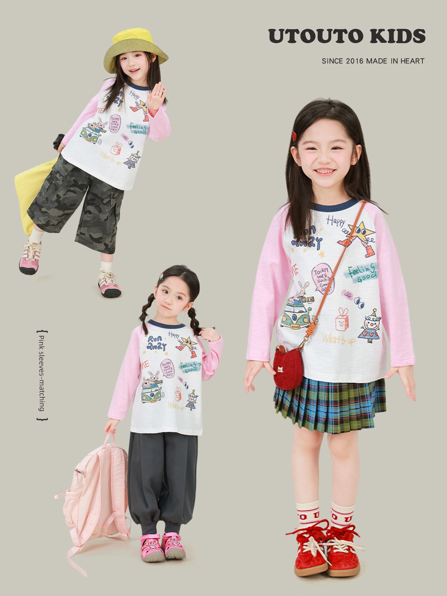 Big-Eared Elephant Girl's All-Over Print Raglan T-Shirt 2026 Autumn New Style Pure Cotton Round Neck Casual Long-Sleeve Top Trendy — 4