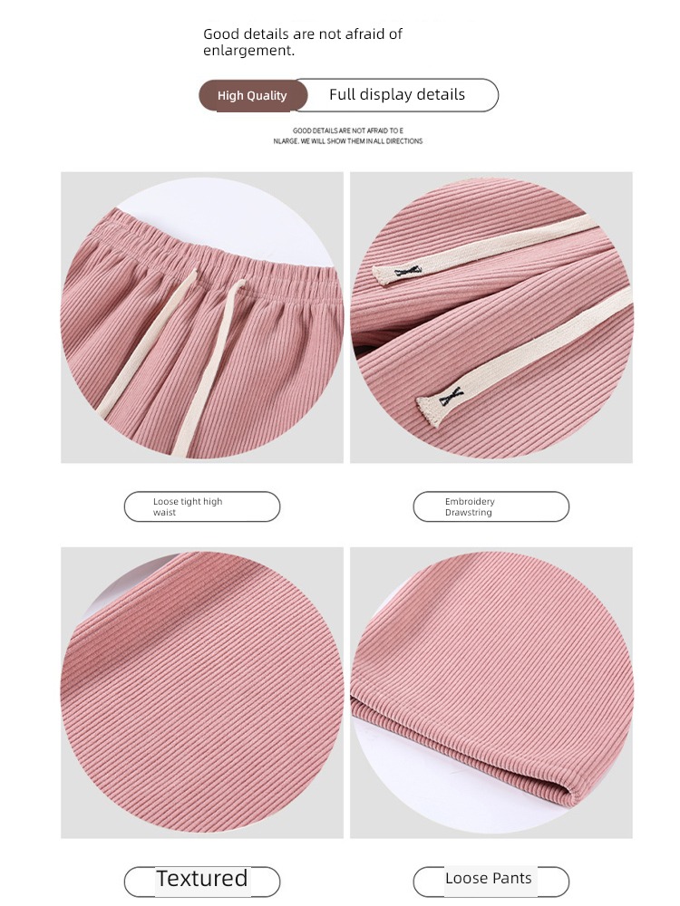 spring and autumn winter High waist easy Plush white Wide leg pants