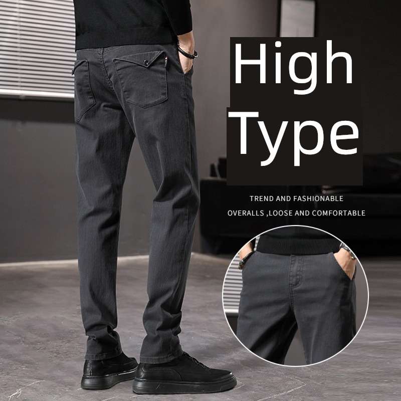 Chaopai Straight cylinder Plush Self-cultivation Autumn and winter leisure time Jeans