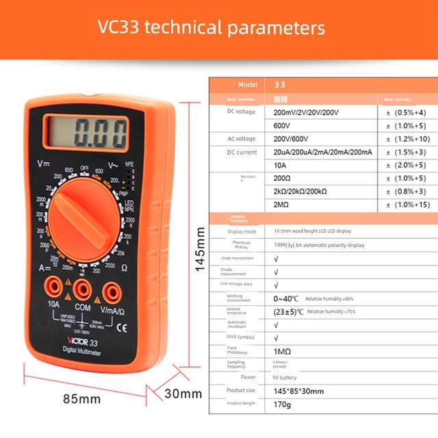 Victory Digital Multimeter VC9205/9208/830L Multifunctional High Precision Digital Explicit Multimeter VC890A