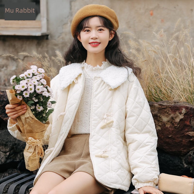 Moxa rabbit October No.22 New products Korean version Self-cultivation Half high collar Solid color Lay a foundation Lace shirt female