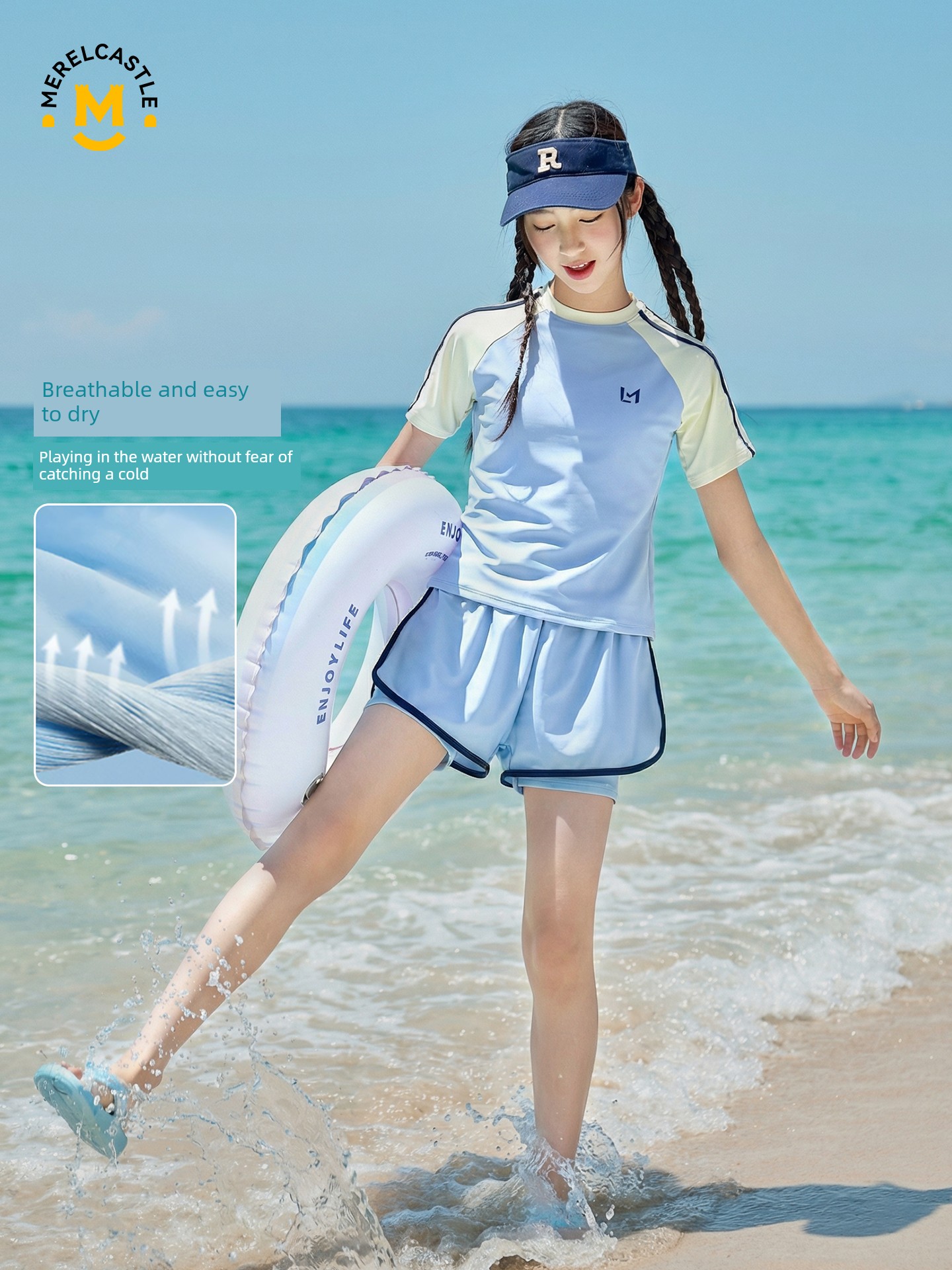 Girls' Swimsuit 2026 New Summer Model for Junior High School Girls with Chest Pads, Stunning Two-Piece Swimwear for Older Children