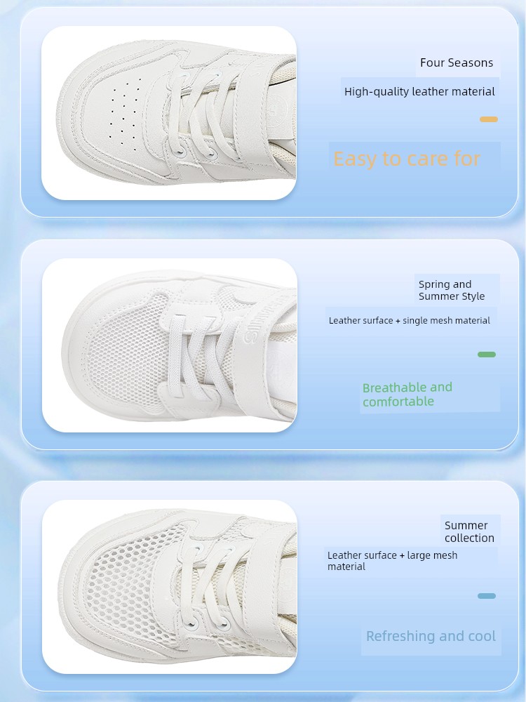Tyrannis Kidsren's White Sports Shoes for Boys and Girls, Lightweight White Shoes for Campus, Versatile Casual White Sneakers — 4