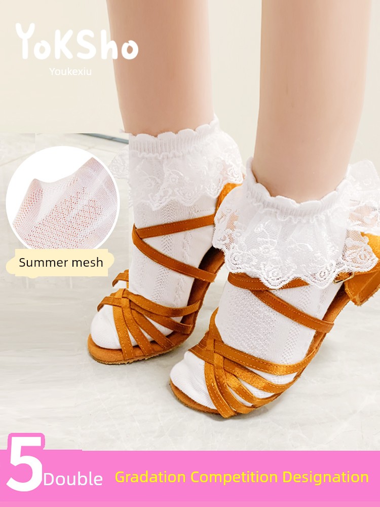 Latin Dance Lace Summer Princess Spring and Autumn Pure Cotton Socks