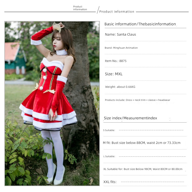 Christmas clothing adult ma'am Clothes & Accessories Christmas Dress festival party Dress up Santa Claus suit Stage outfit