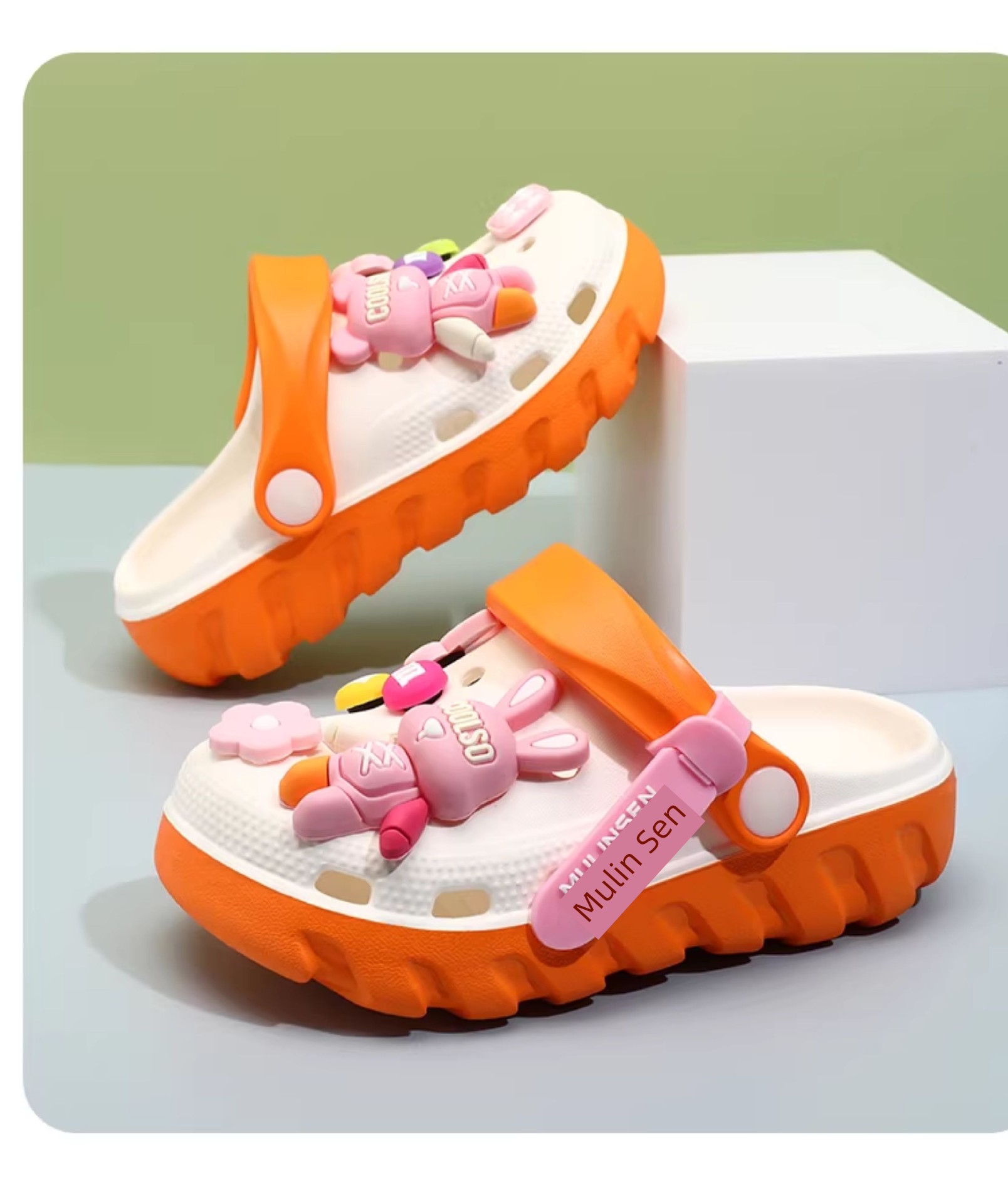 Mlskms-Vautid Girl Hole Shoes New Arrival Outdoor Non-Slip Kids Slippers Cherry Blossom Sandals Baby Girl Beach Shoes — 46