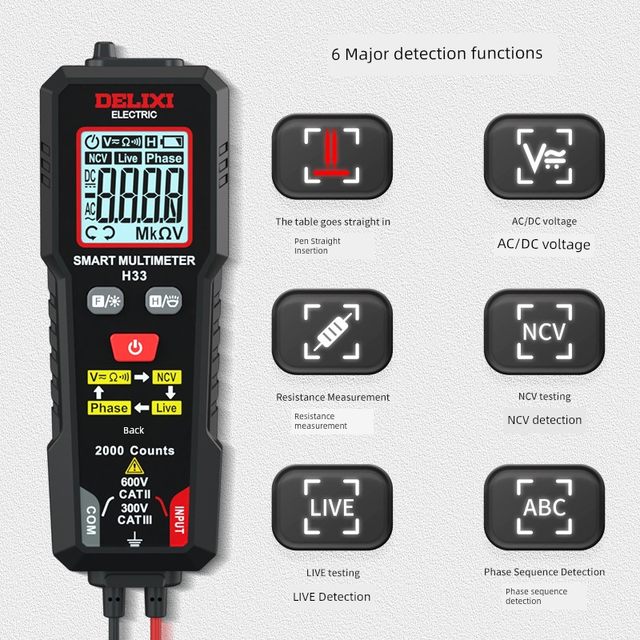 Delixi mini multimeter smart ammeter NCV measurement upgrade model can be directly installed to measure