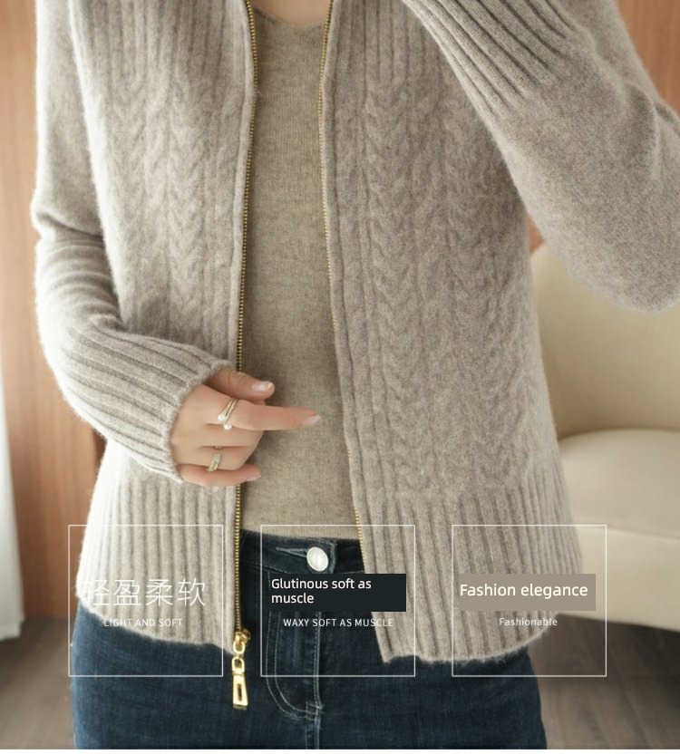 easy Women's wear zipper sweater loose coat knitting Cardigan