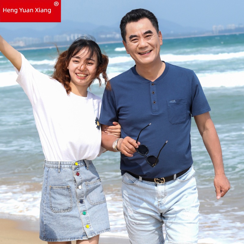hyz  middle age 40 year Short sleeve Father's Day summer wear