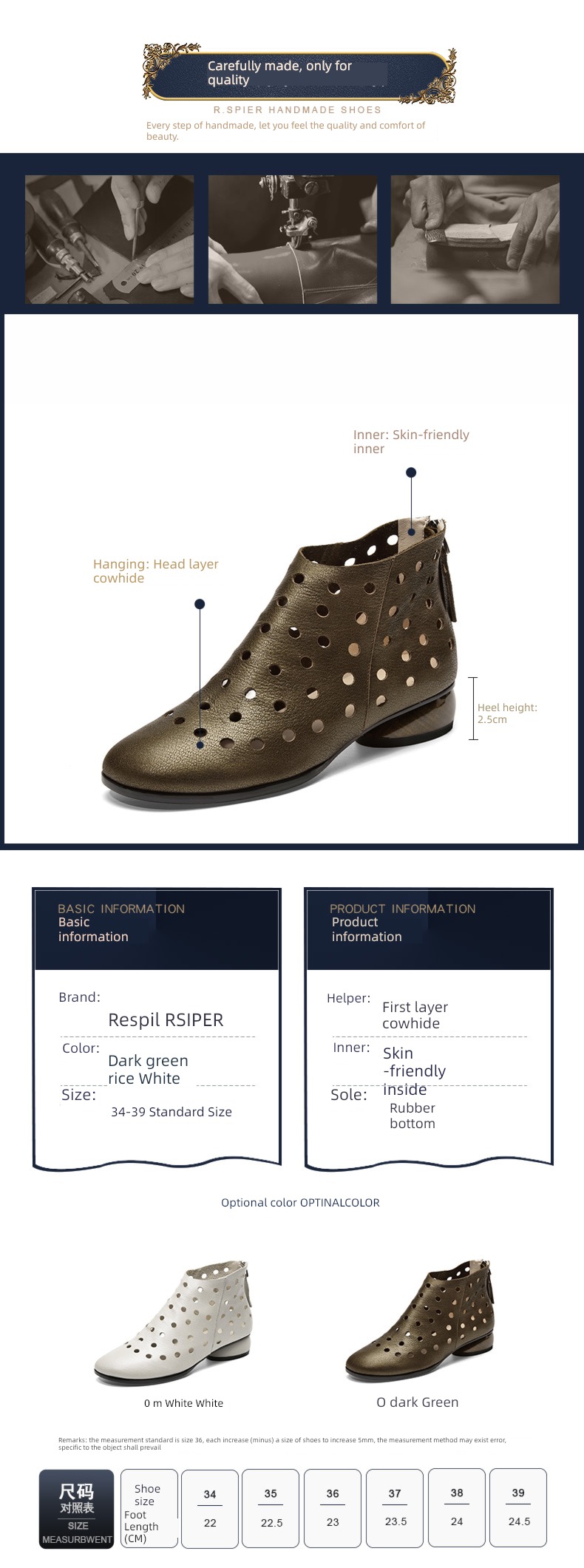 reverent genuine leather Hollow out Boots breathable low-heel Women's Shoes