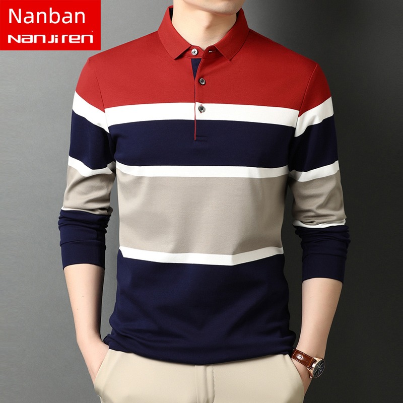 NGGGN Long sleeve Wide stripe middle age Body T-shirt