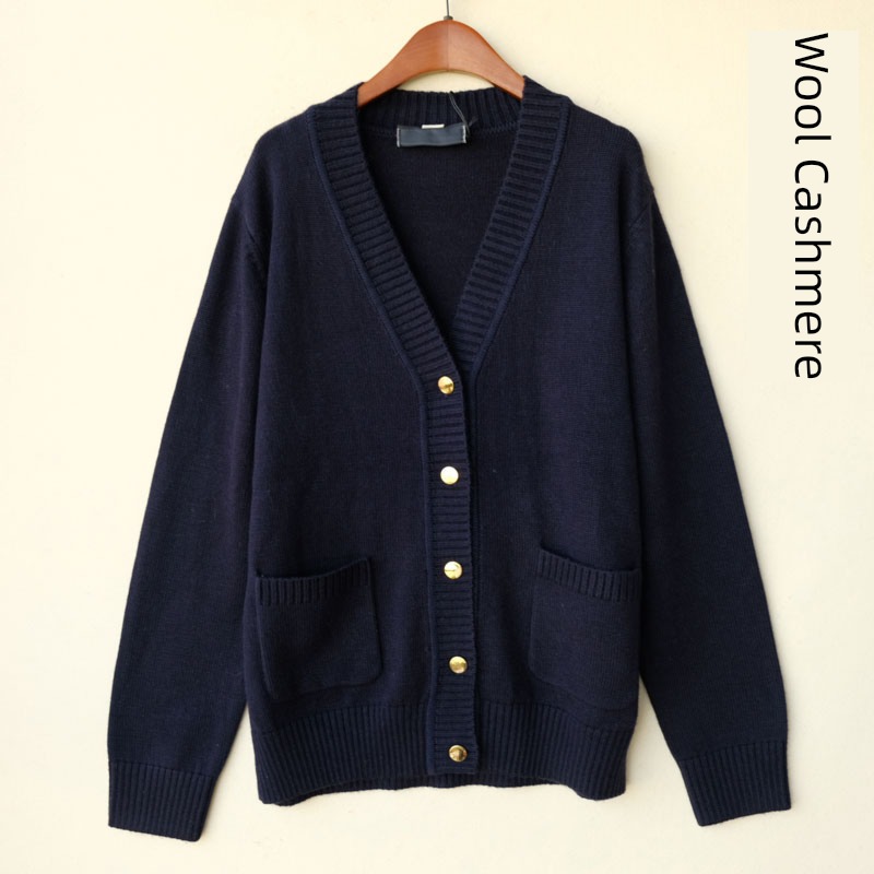 V-neck wool Cardigan Loose type Single breasted Autumn and winter clothes